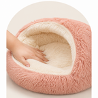 LomaroshopSemi-Enclosed Plush Pet Bed (Removable Washable Pad)