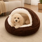 LomaroshopSemi-Enclosed Plush Pet Bed (Removable Washable Pad)