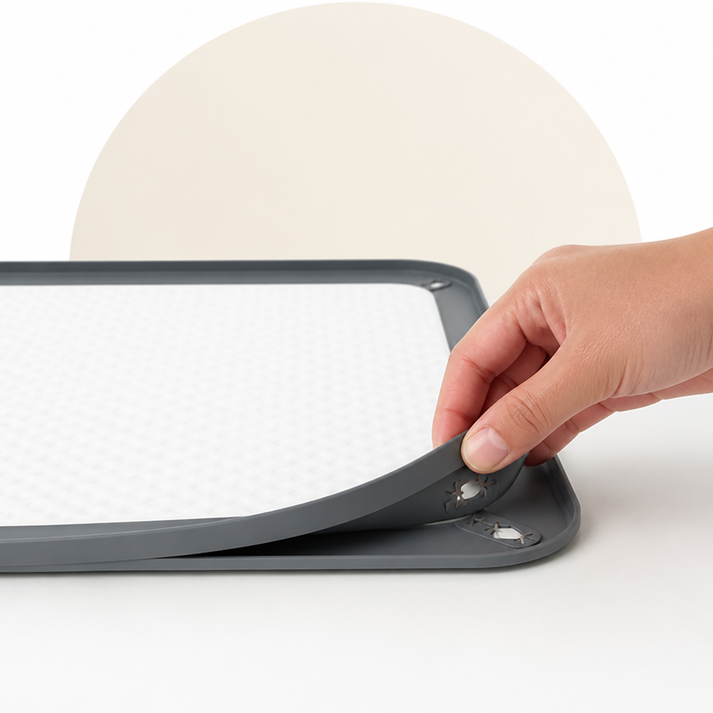 LomaroshopSilicone Raised-Edge Non-Slip Pee Pad Holder (Corner Snaps)
