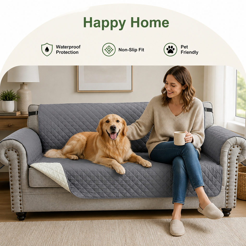 LomaroshopWaterproof Quilted & Non-Slip Sofa Cover (Fitted)