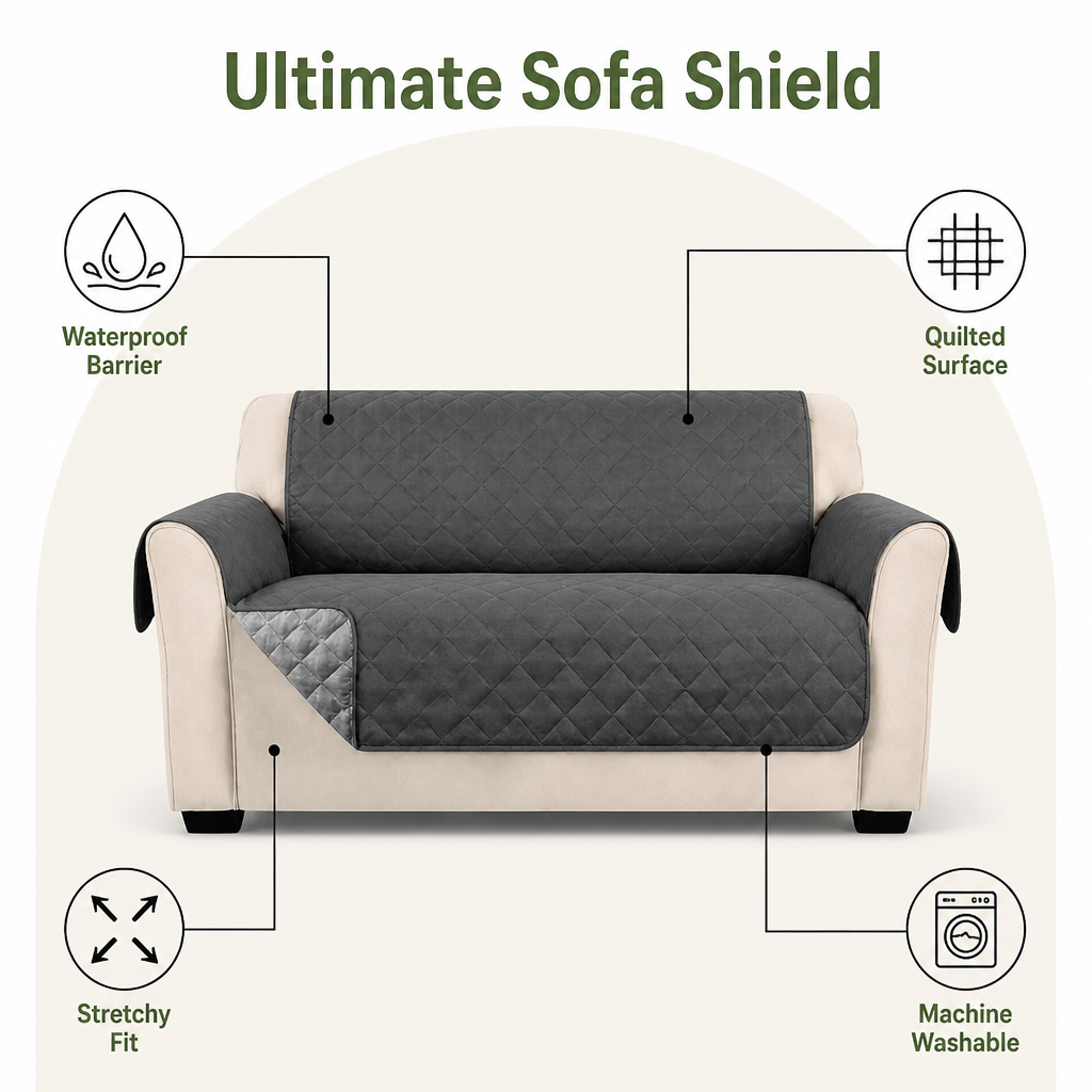 LomaroshopWaterproof Quilted Stretch Sofa Slipcover (Universal Fit)