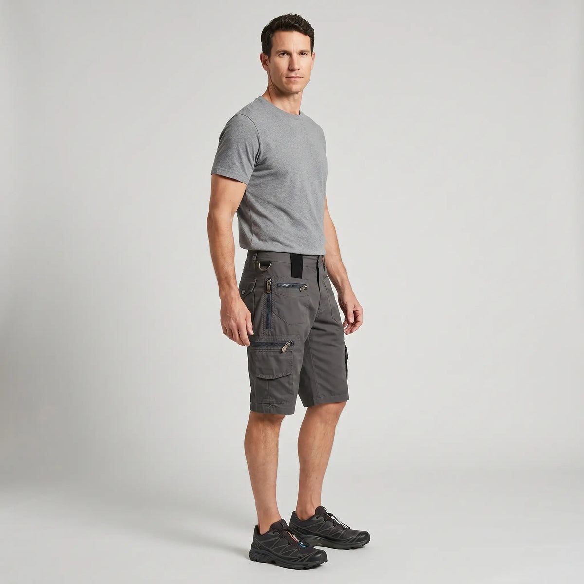 Men's Cargo Shorts - Knee Length Work Shorts with Zip Pockets