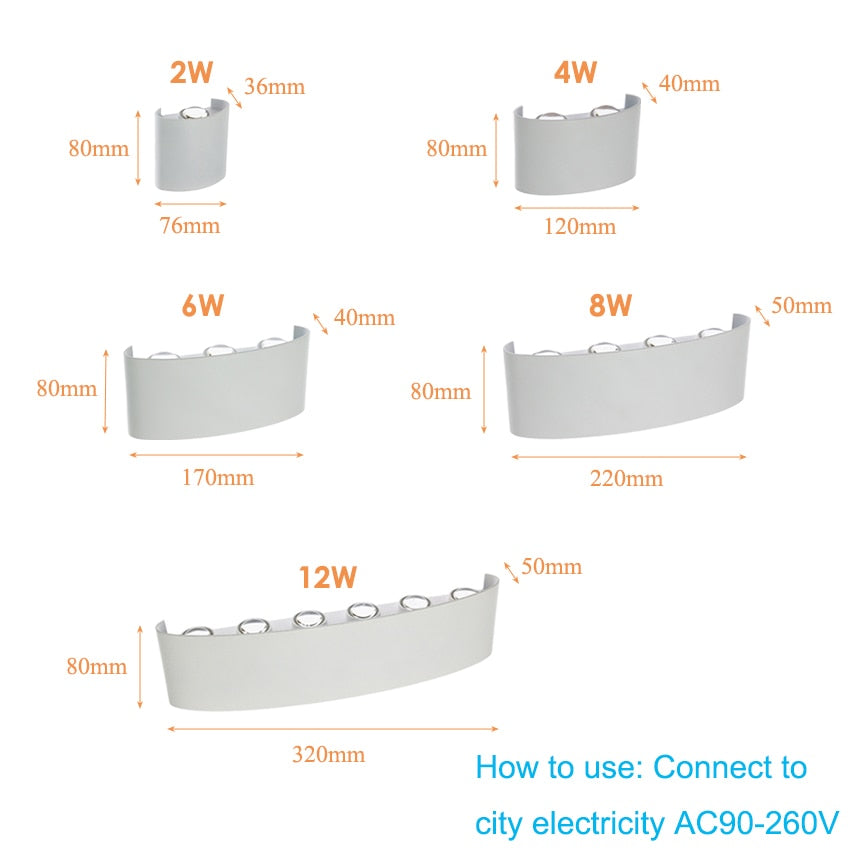 Waterproof indoor and outdoor LED wall light