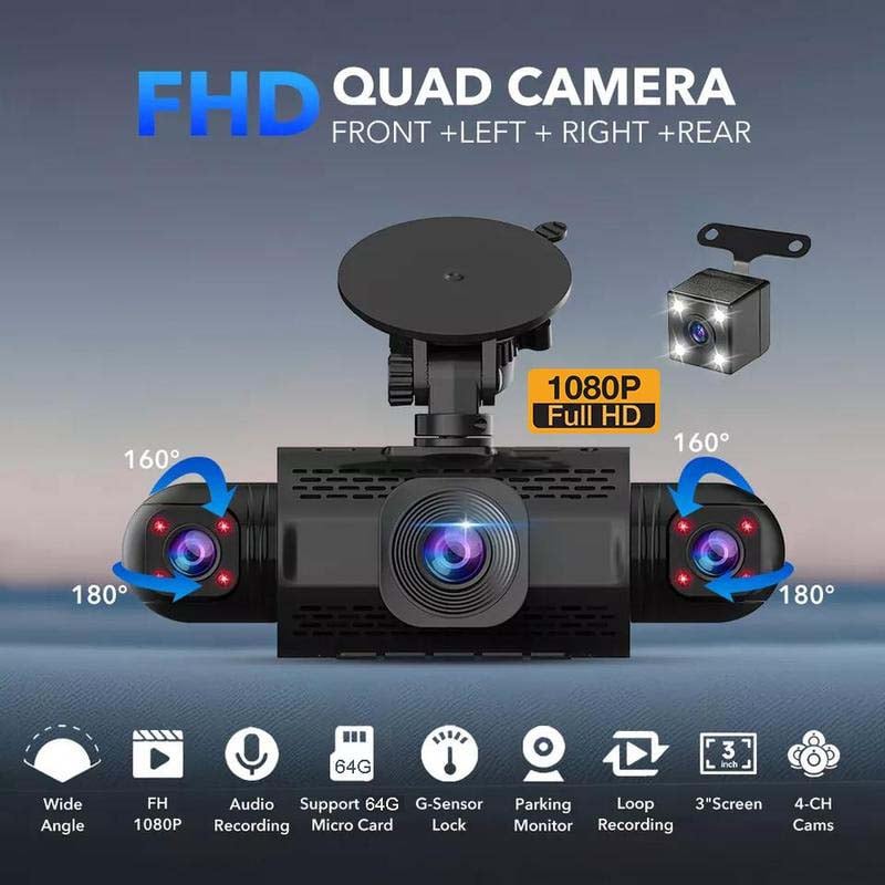 4-channel FHD car camera with 360° view