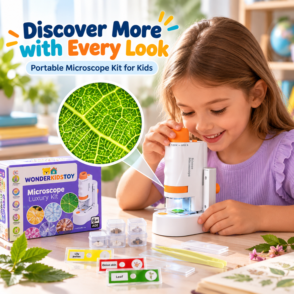 Portable Handheld Microscope Kit for Kids – Hands-On Science Made Exciting at Home