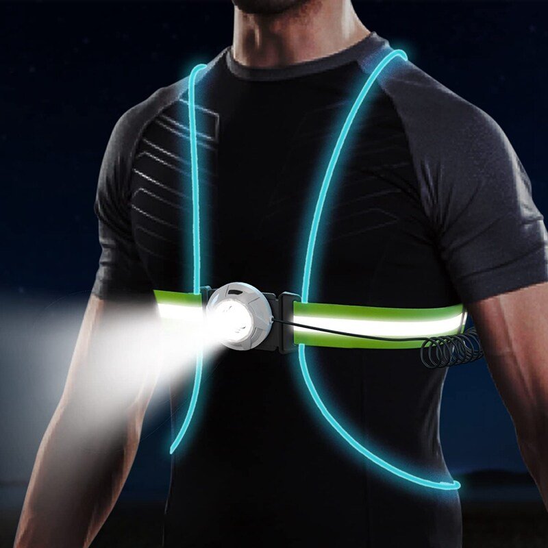 ReflectGlow Running Safety Vest – USB Rechargeable – 6 LED Light Colors – Waterproof and Adjustable – High Visibility fo