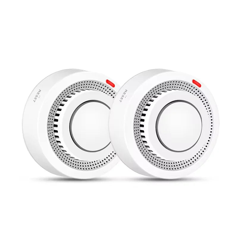 SafeSense Smart WiFi Smoke Detector Fire Alarm with 85dB siren, white finish, ideal for home safety.