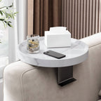 Sofa Armrest Tray | Solid Wood & Adjustable Clip-On | 12 in Diameter