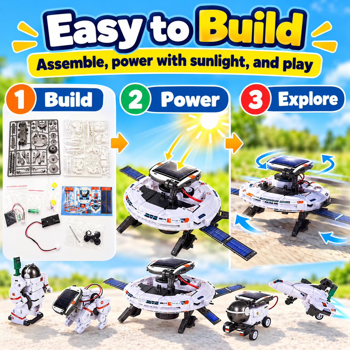 Solar Robot Kit for Kids – 6-in-1 & 7-in-1 STEM Toy