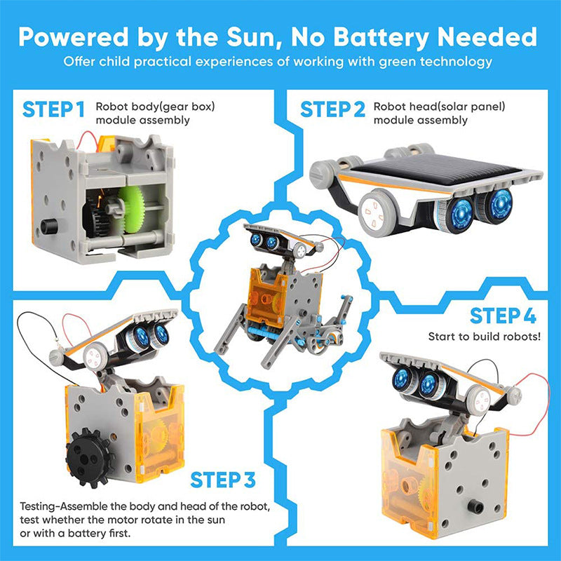 Solar Robot STEM Kit for Kids – 12-in-1 & 13-in-1 DIY Building Toy