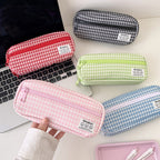 Stylish Gingham Checkered Pencil Case