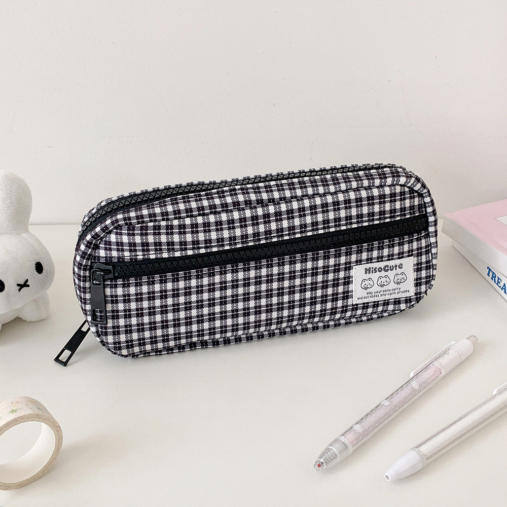 Stylish Gingham Checkered Pencil Case