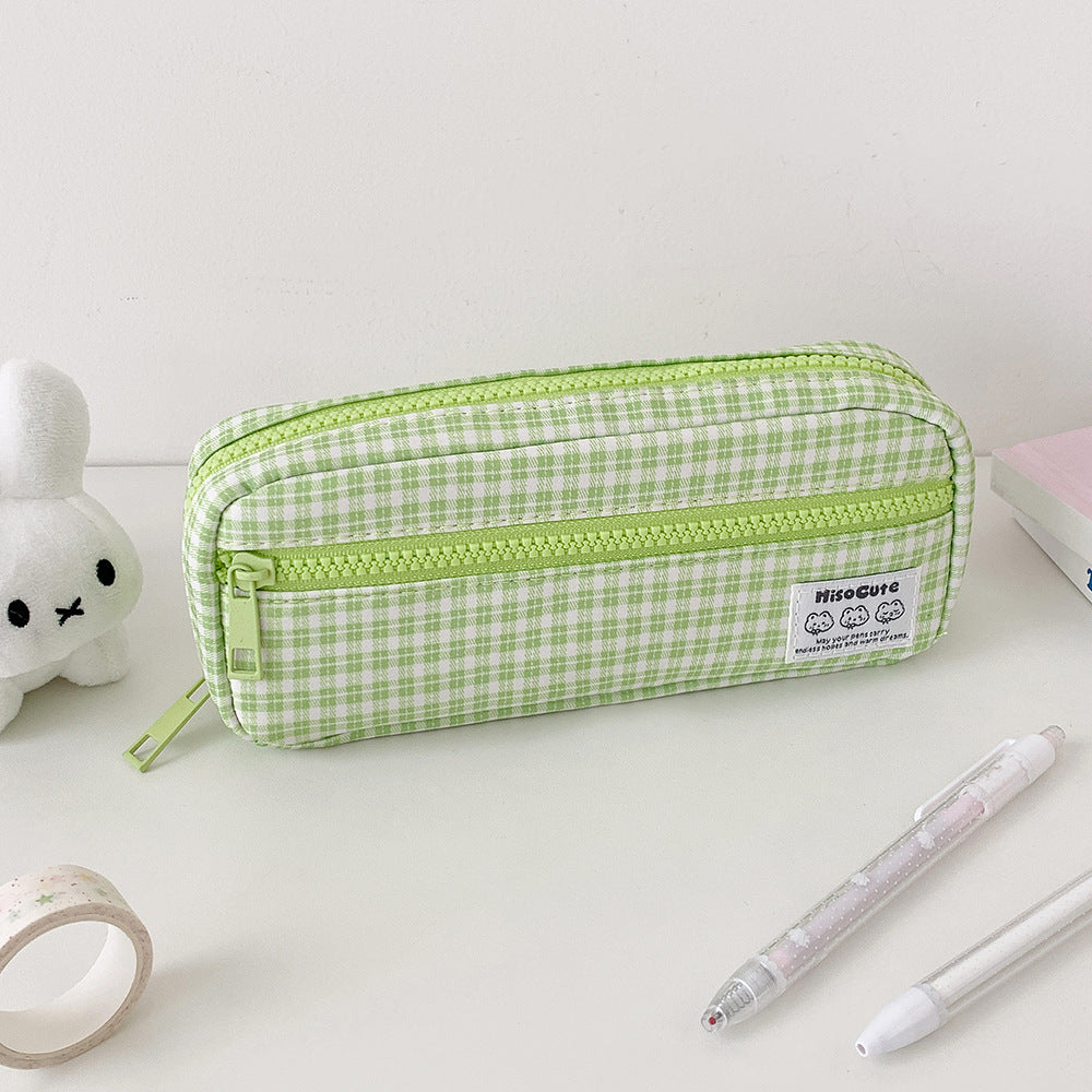 Stylish Gingham Checkered Pencil Case