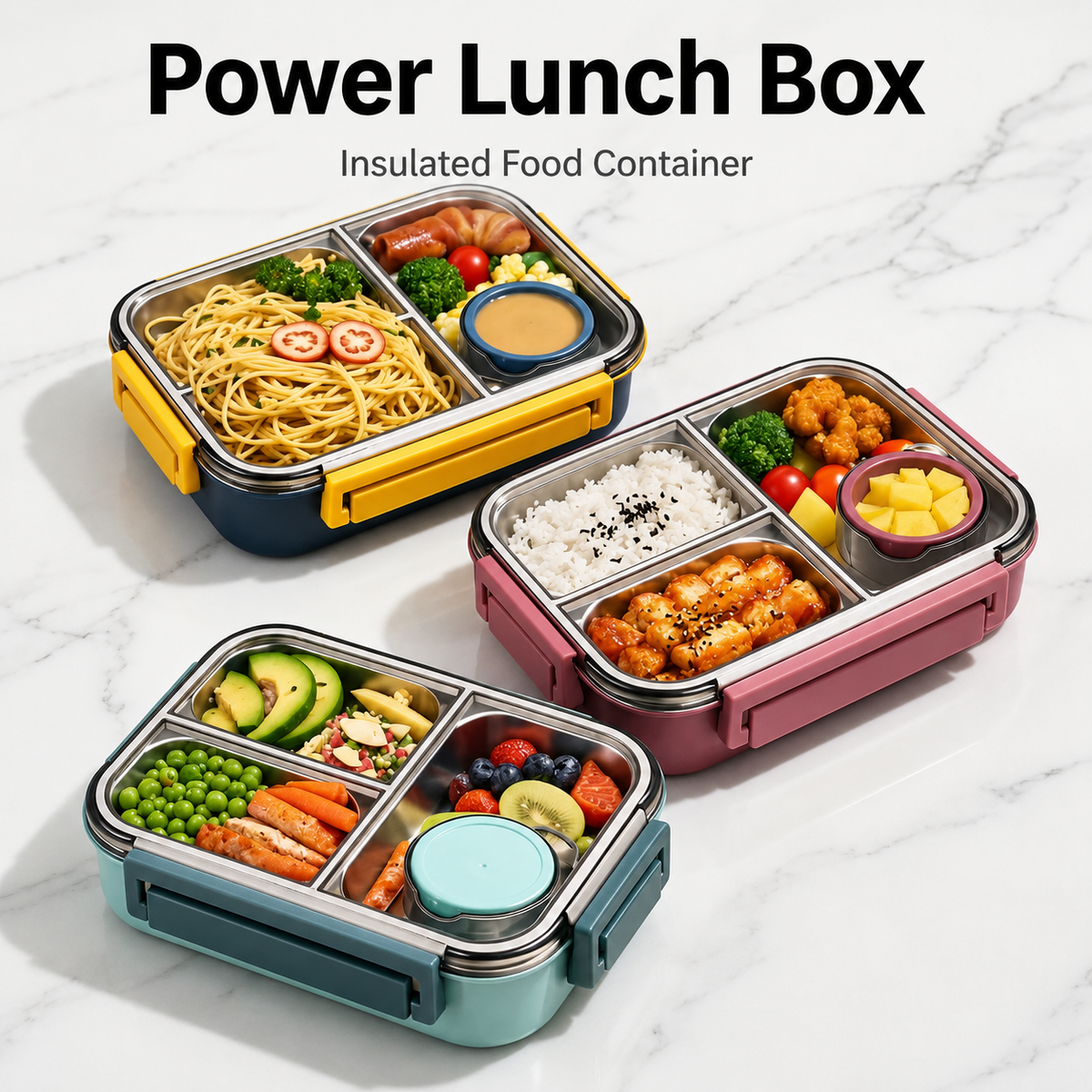 Thermal Food Container | Multi-Compartment Stainless Steel | Leakproof Click Closure | Warmpack