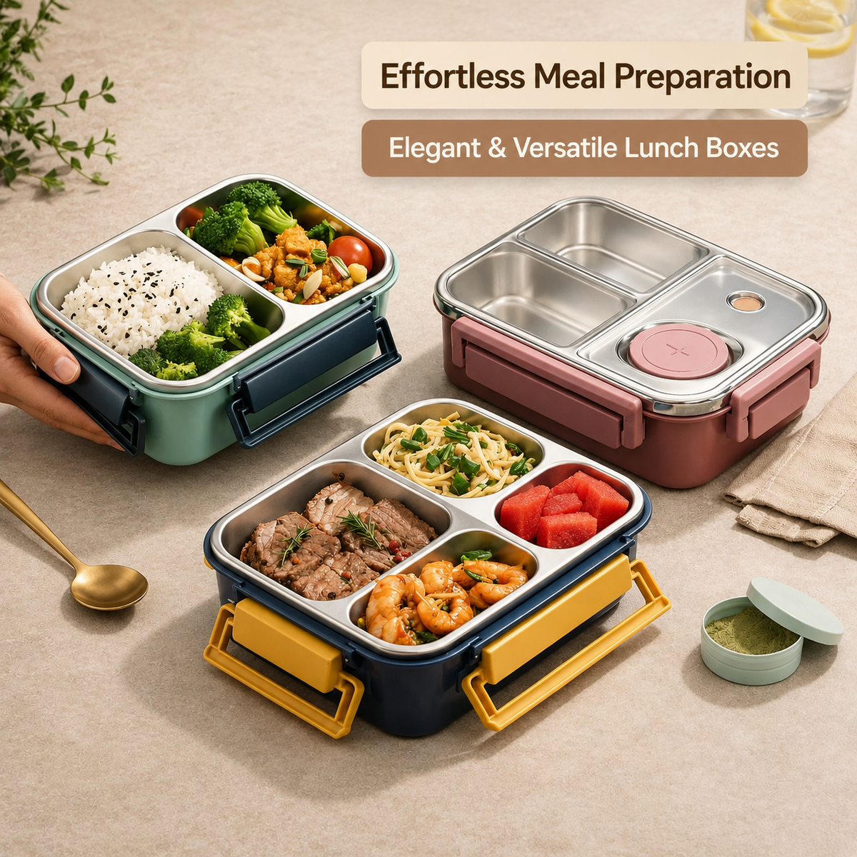 Thermal Food Container | Multi-Compartment Stainless Steel | Leakproof Click Closure | Warmpack