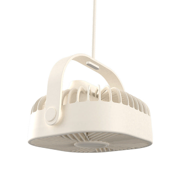 Unisex ceiling-mounted circular industrial fan with swivel carrying handle