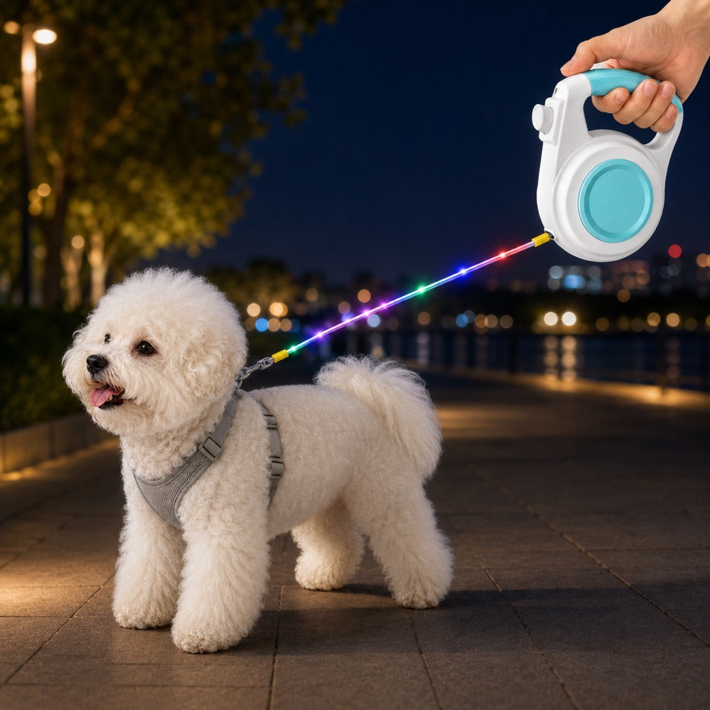 Lomaroshop Rechargeable Light-Up Retractable Dog Leash for Night Walks - Helps Small Dogs Stay Visible & Easy to Control image 12