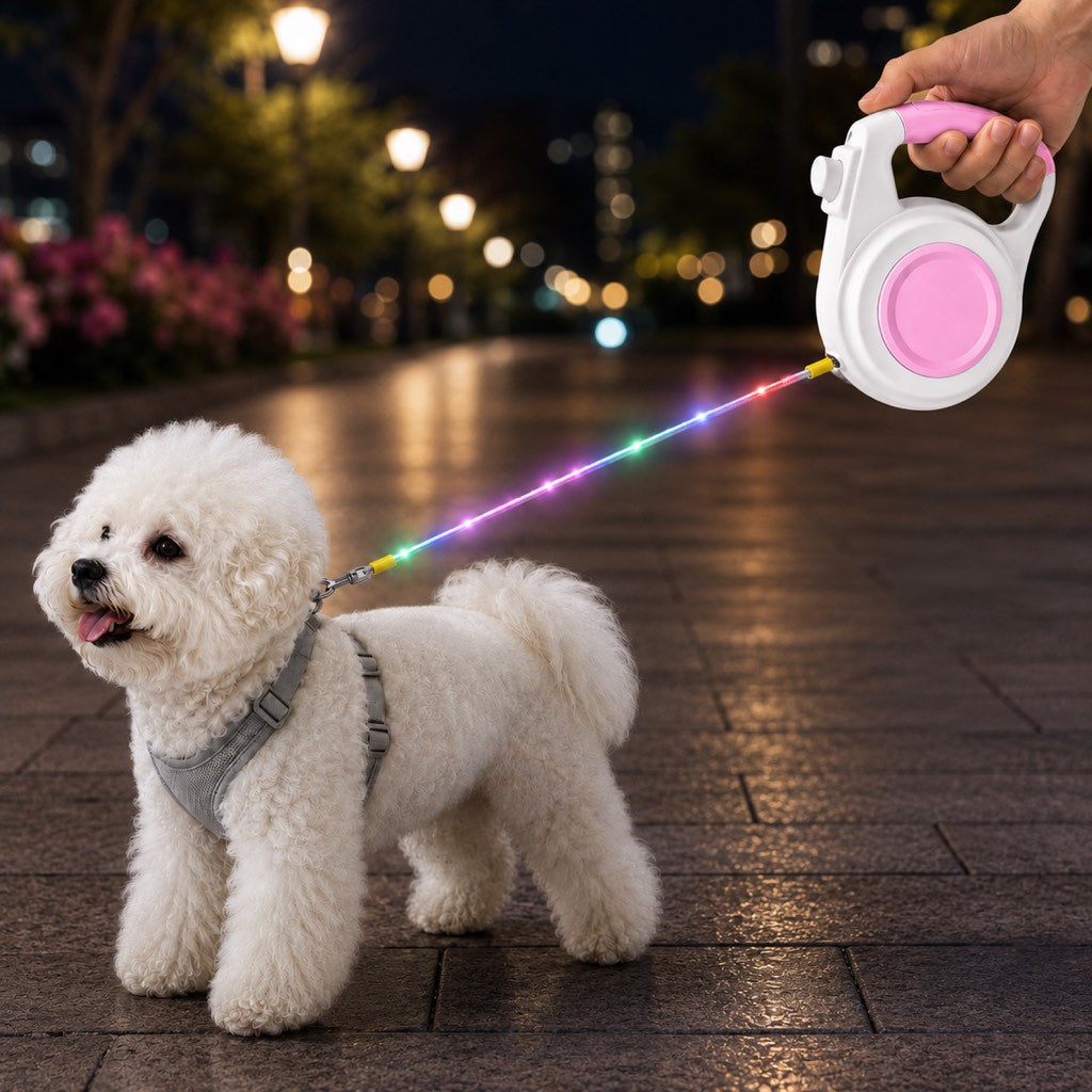 Lomaroshop Rechargeable Light-Up Retractable Dog Leash for Night Walks - Helps Small Dogs Stay Visible & Easy to Control image 10
