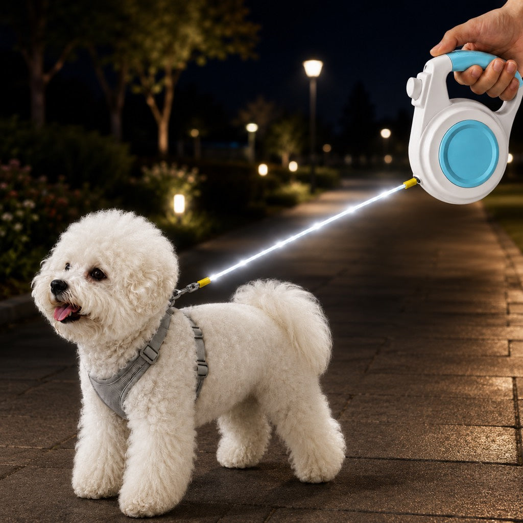 Lomaroshop Rechargeable Light-Up Retractable Dog Leash for Night Walks - Helps Small Dogs Stay Visible & Easy to Control image 13