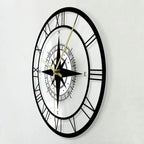 Wall Clock | Compass & Wind Rose Dial | Metal Frame
