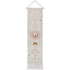 Wall Tapestry | Moon Phase Print | Fringed Bottom Edge