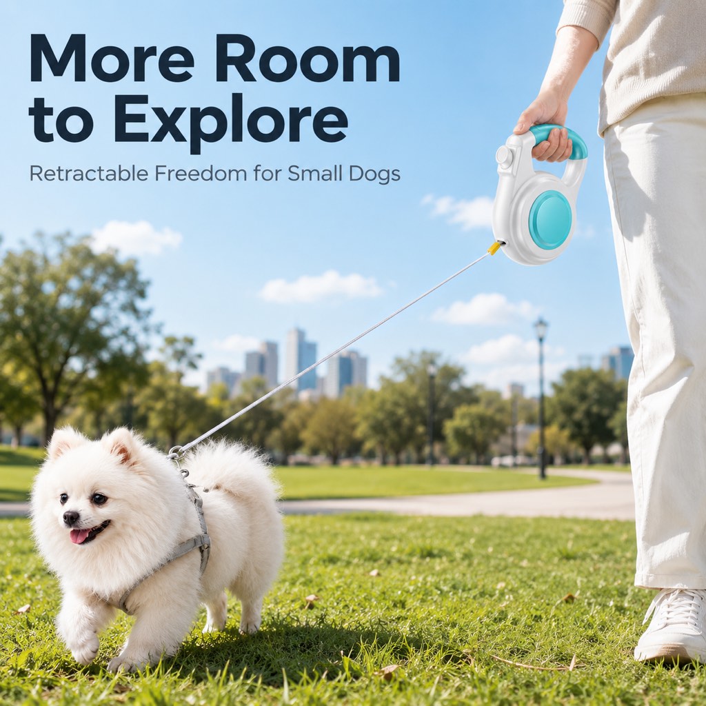 Lomaroshop Rechargeable Light-Up Retractable Dog Leash for Night Walks - Helps Small Dogs Stay Visible & Easy to Control image 4