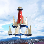 Wind Sculpture | Boat & Lighthouse Design | Solid Metal