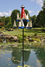 Wind Sculpture | Boat & Lighthouse Design | Solid Metal