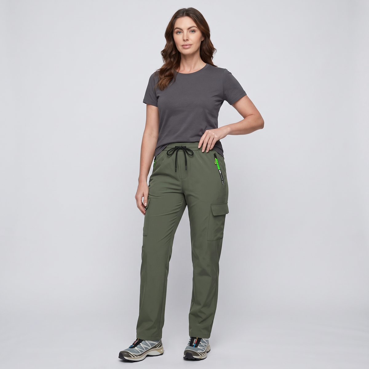 Women's Cargo Pants - Elastic Waist Walking Pants
