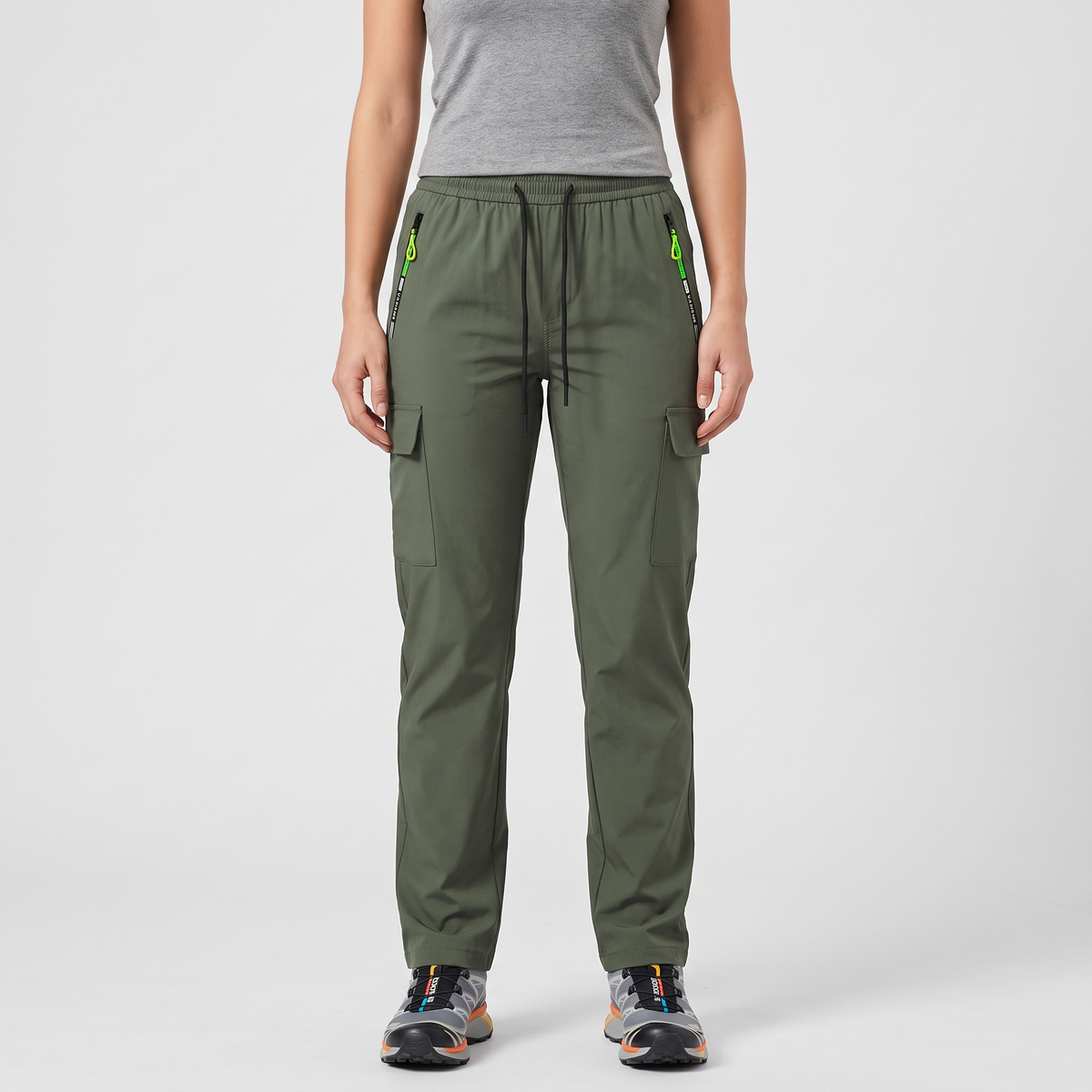 Women's Cargo Pants - Elastic Waist Walking Pants
