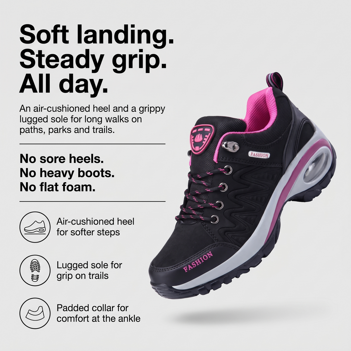 Women's Walking Shoes - Air Cushion Hiking Sneakers - Hiking Shoes