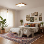 Wooden Geometric Flush Mount LED Ceiling Light
