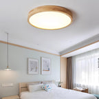 Wooden Geometric Flush Mount LED Ceiling Light