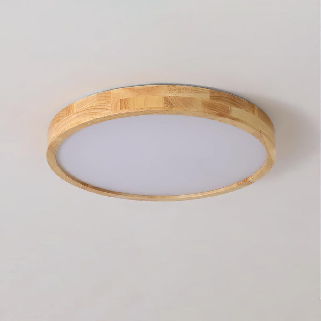 Wooden Geometric Flush Mount LED Ceiling Light