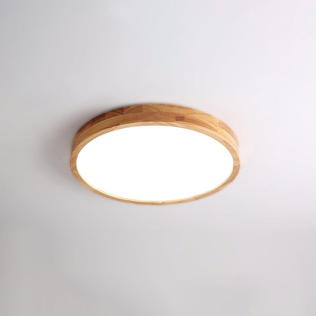 Wooden Geometric Flush Mount LED Ceiling Light