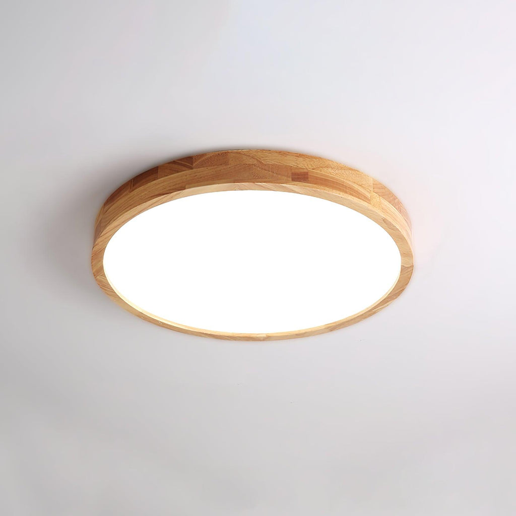 Wooden Geometric Flush Mount LED Ceiling Light